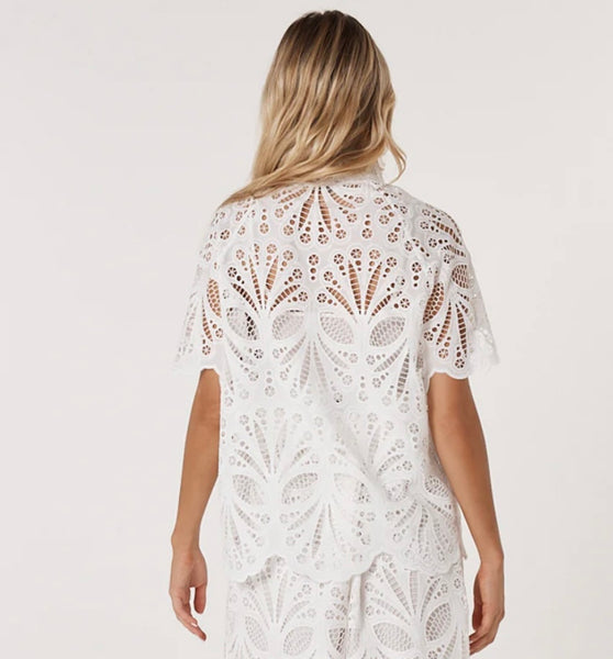 Elara Broderie Blouse - Ivory
