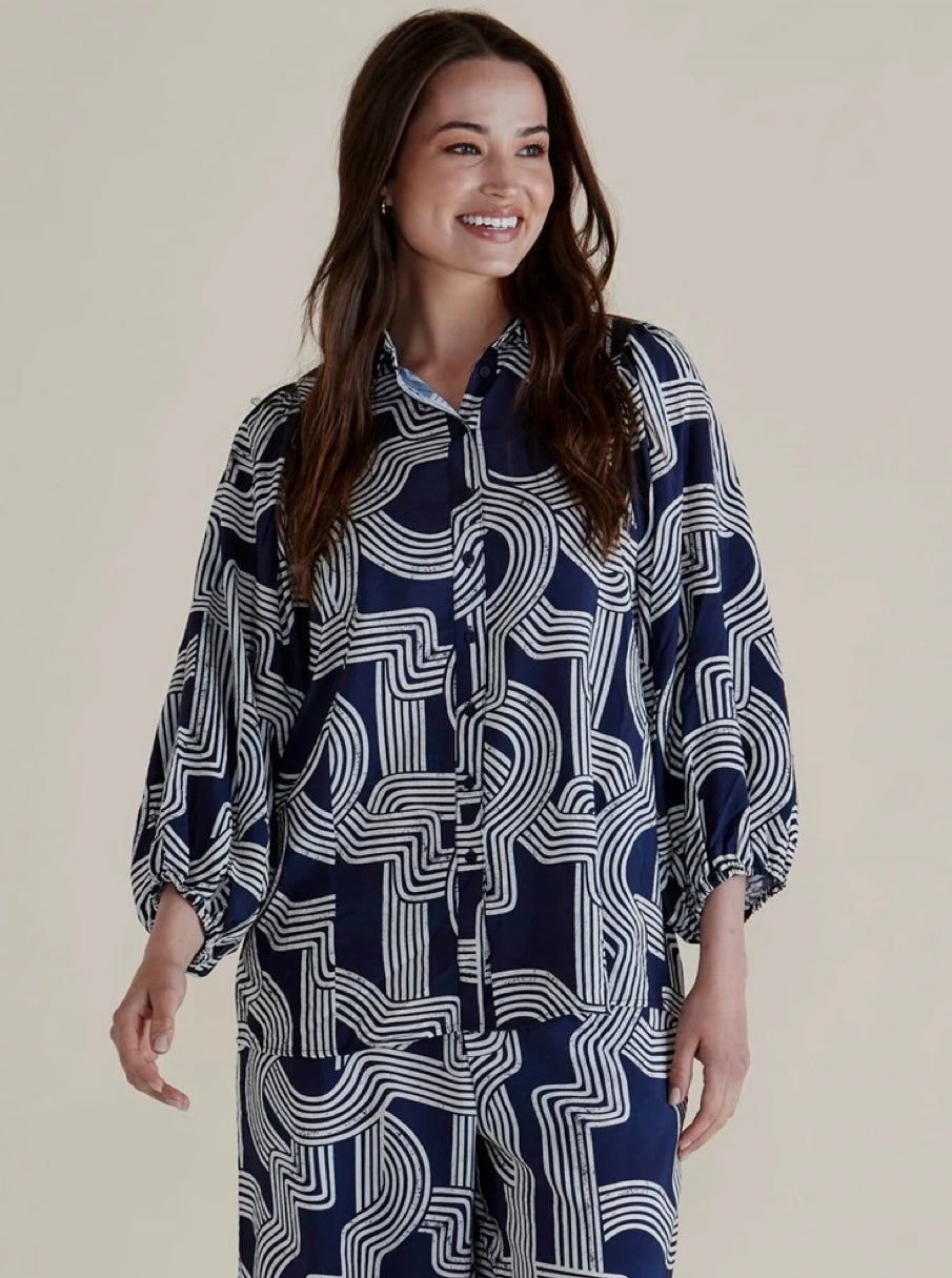 Rosalind Shirt - Navy Geo