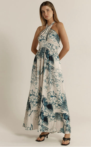 Solstice Palms Halter Dress - Palm Print