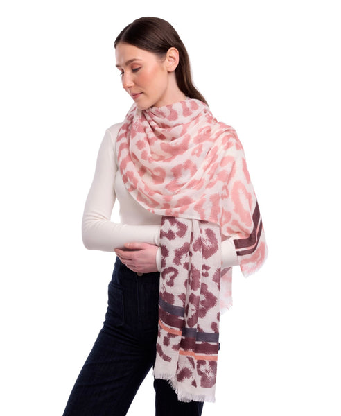 Alina Animal Print Wool Modal Scarf