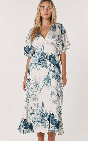 Solstice Palms Midi Dress - Palm Print