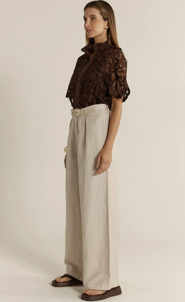 Amara Belted Pant - Flax