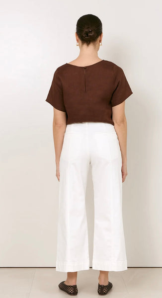 Adele Wide Leg Cropped Jean-White