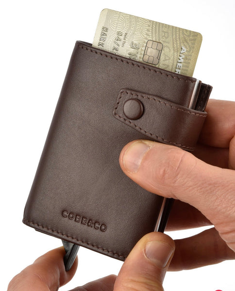 Healy Leather & RFID Safe Metal Card Holder