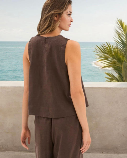 Linen Top-Brown