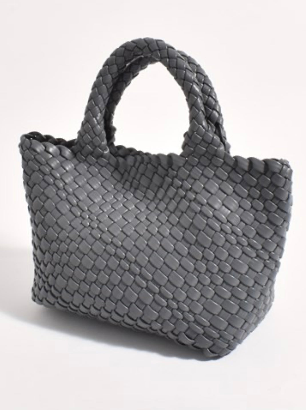Lilah Woven Mini Tote-Grey