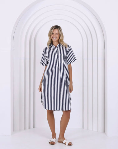 Karina Dress-Navy Strip
