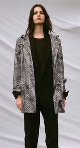 RECYCLED 3/4 WOMENS RAINCOAT - BLACK DALMATIAN