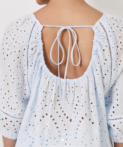 Pascoe Broderie Anglaise Top-Light Blue