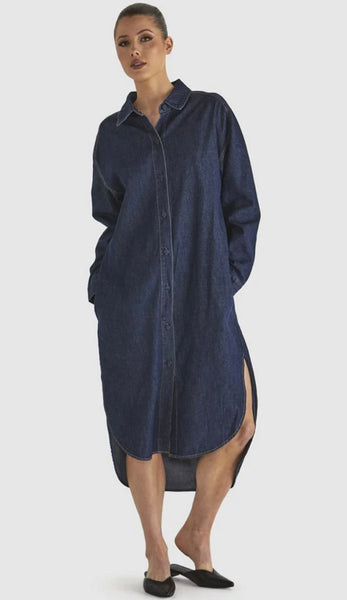 Soaring Shirt Dress - Indigo Wash