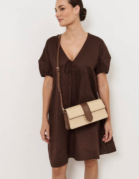 Woven Fold Over  Bag-Natural