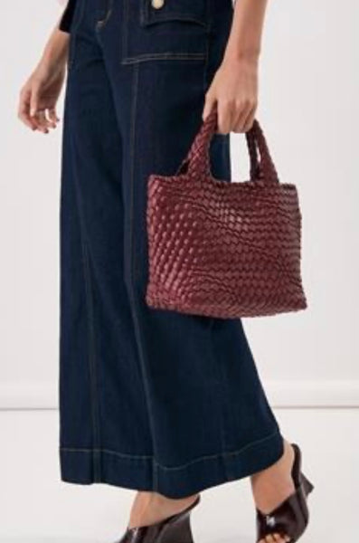 Lilah Woven Mini Tote-Burgandy