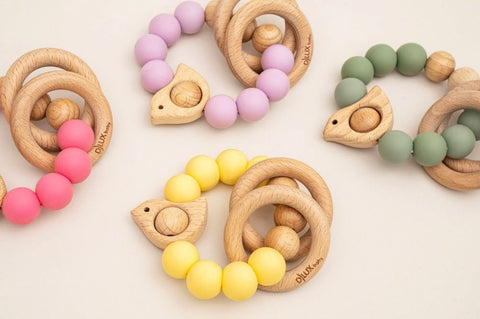 Chirpy Wooden & Silicone Baby Teether