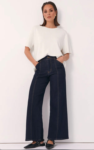 Adele Wide Leg Jeans-Dark Denim