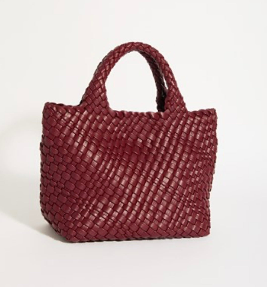 Lilah Woven Mini Tote-Burgandy