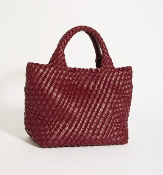 Lilah Woven Mini Tote-Burgandy