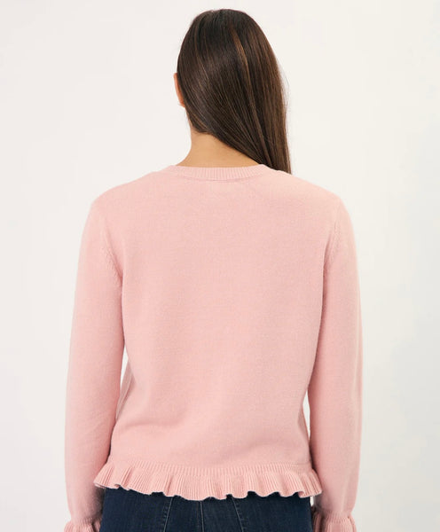 Polly Frill Neck Cardigan-Blue