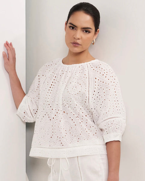 Pascoe Broderie Anglaise Top-White