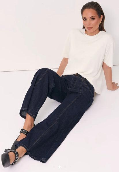 Adele Wide Leg Jeans-Dark Denim