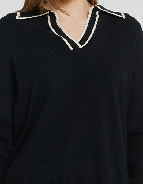 Makenna Polo Sweater - Black