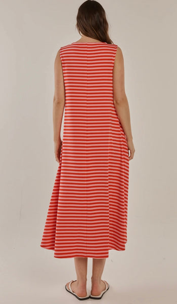 Sabrina Maxi Dress - Pink/Red Stripe