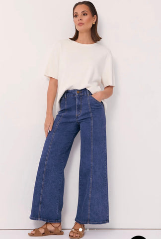 Adele Wide Leg Jeans-Mid Denim