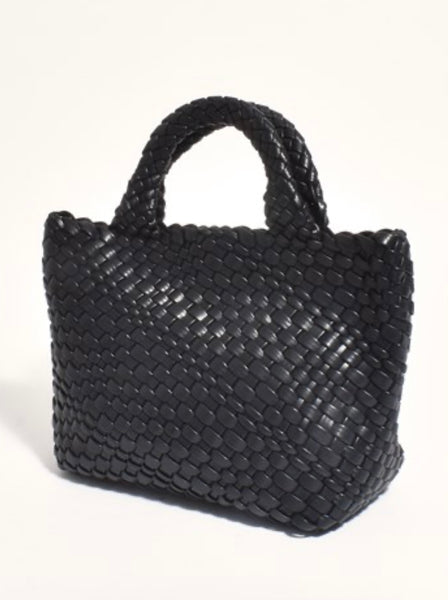 Eleanor Woven Tote Bag-Black