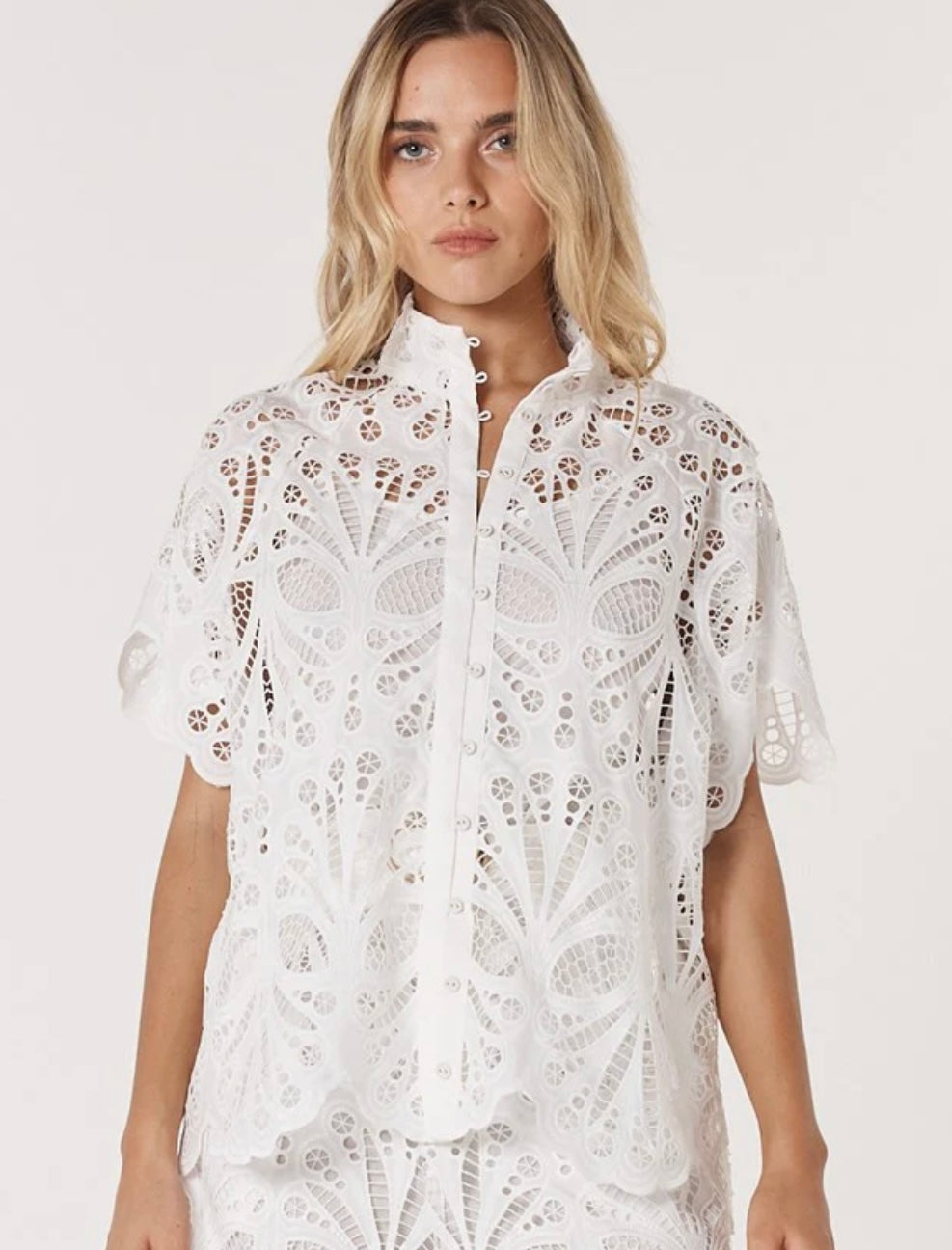 Elara Broderie Blouse - Ivory