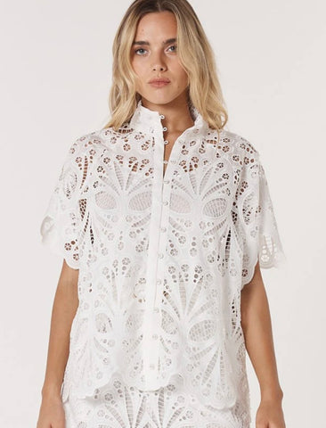 Elara Broderie Blouse - Ivory