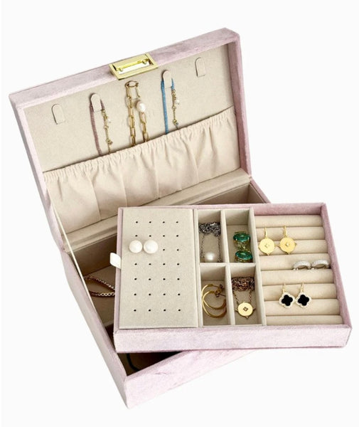 Velvet Jewellery Box Pink