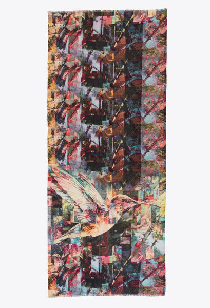 Flutter - Hummingbird Print Pure Wool Scarf