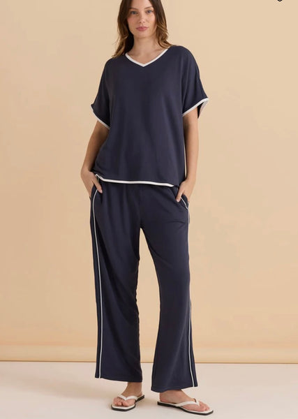 Clara Tee - Petrol/White