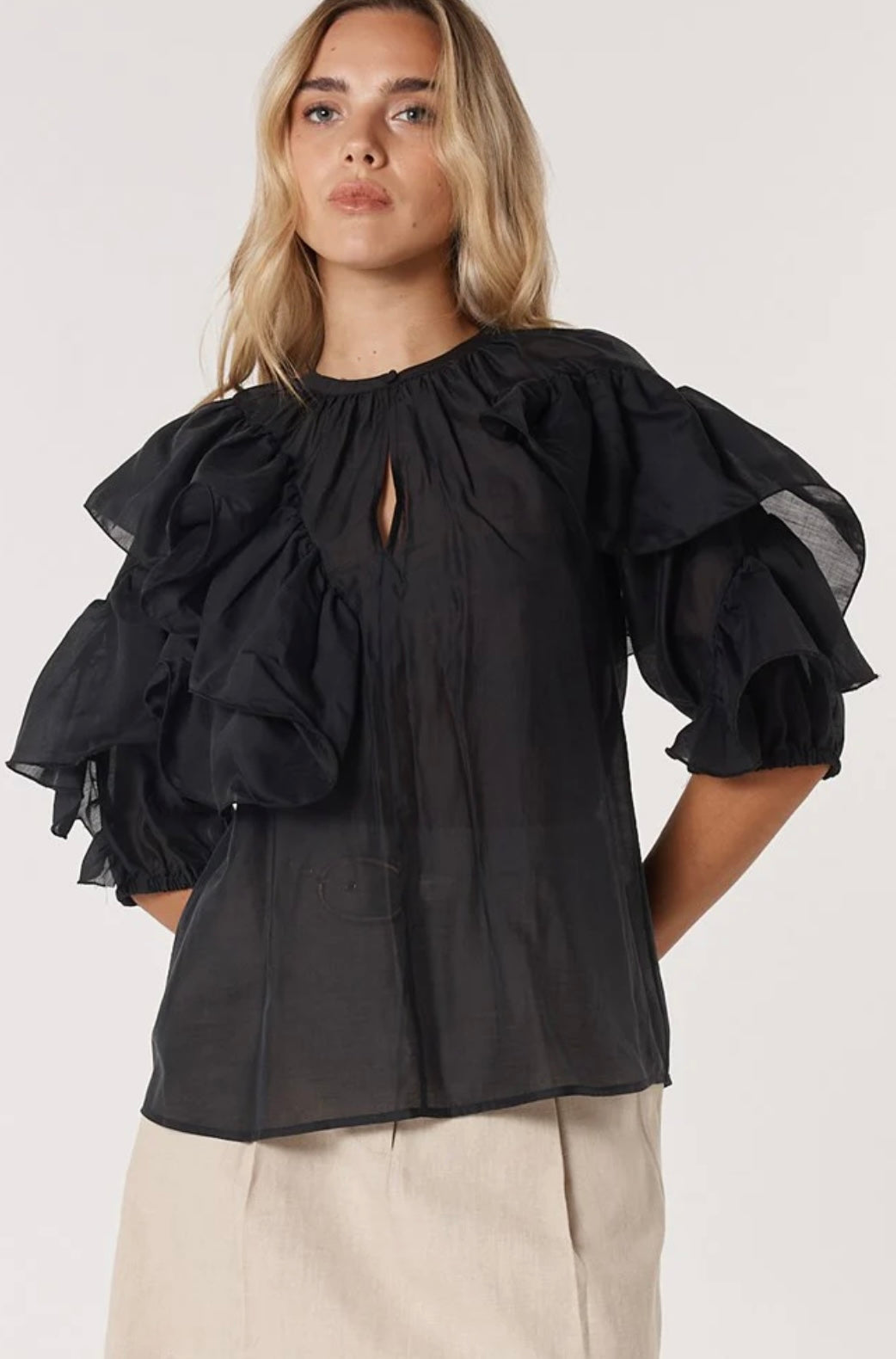 Celeste Ruffled Blouse - Black