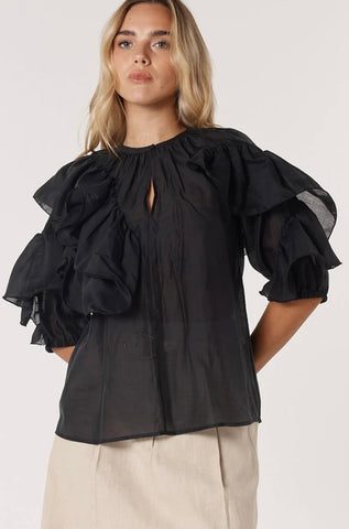 Celeste Ruffled Blouse - Black