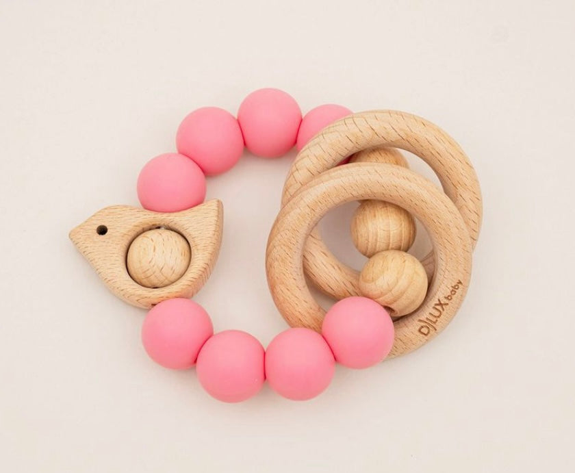 Chirpy Wooden & Silicone Baby Teether