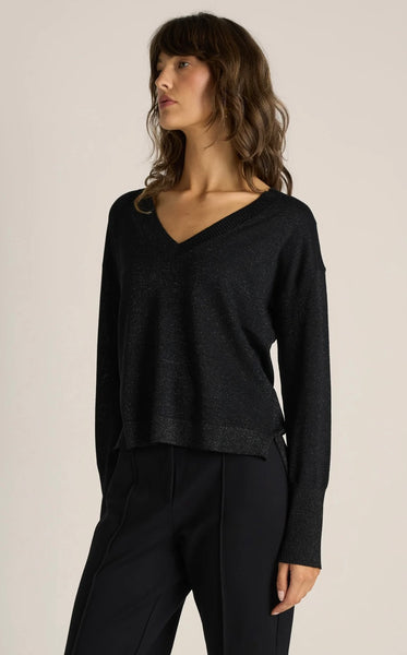 Oriane Sparkle V-Neck Knit - Black