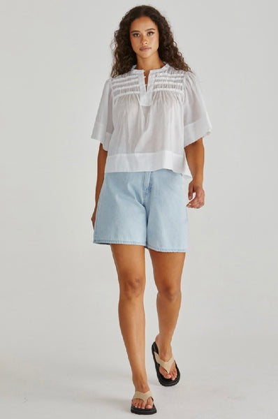 Pammi Ruffle Yoke Blouse - White