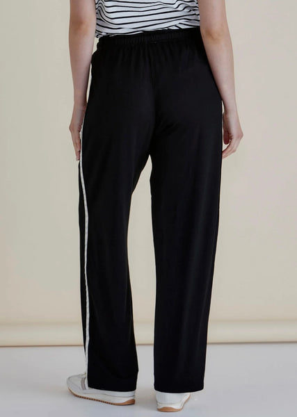 Evelyn Wide Leg Jogger - Black Trim