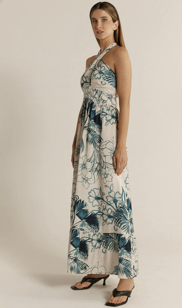 Solstice Palms Halter Dress - Palm Print