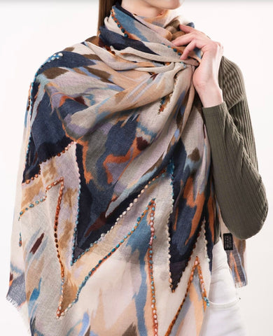 Sienna Wool Embroidery Scarf