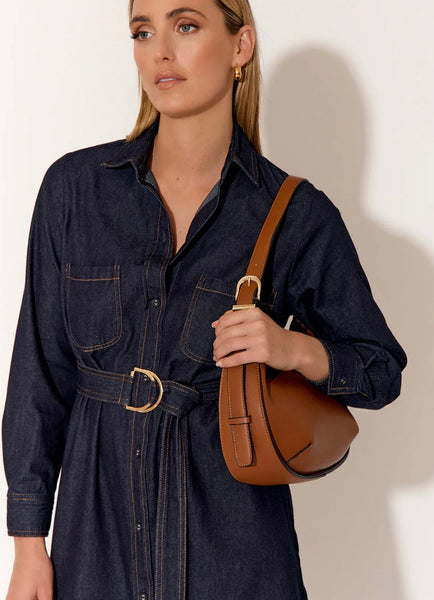 Cecelia Contrast Stitch Cresent Shoulder Bag