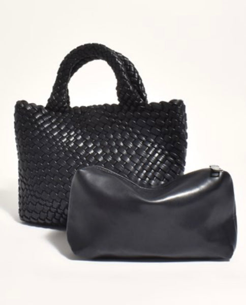 Eleanor Woven Tote Bag-Black