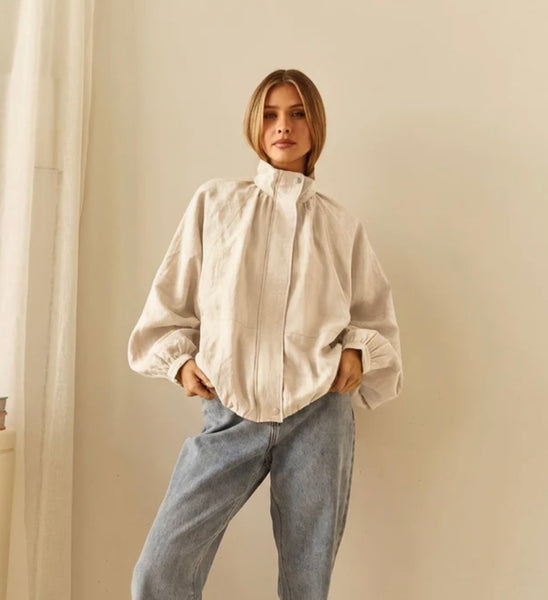Emma Batwing Bomber-Cream