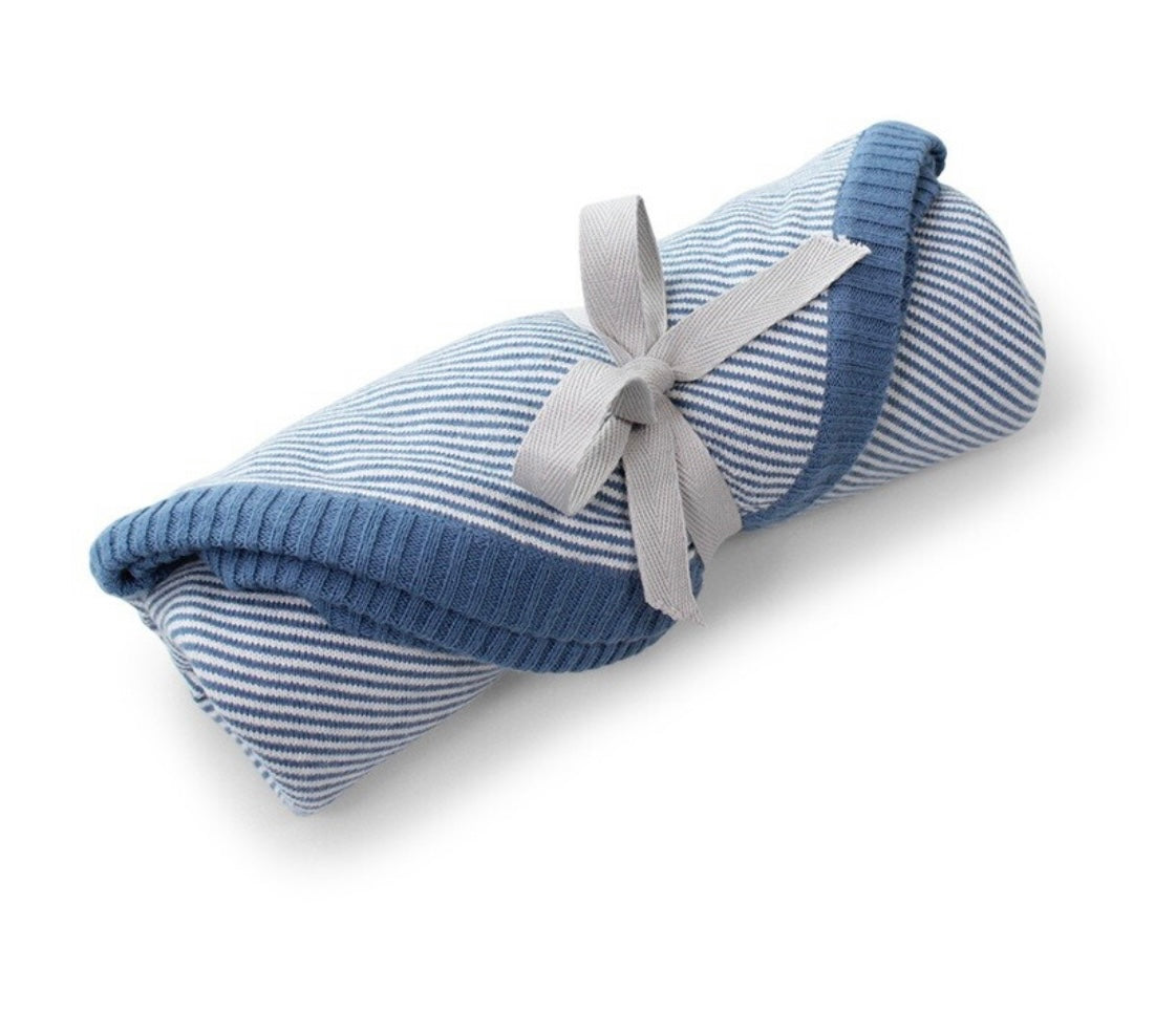 Linus Knitted Newborn Wrap - Lightweight Pure Cotton-Blue