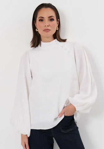 Reign linen Top-White