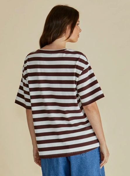 Relax Boxy Tee - Brown Stripe
