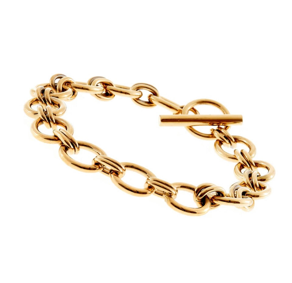 Harwin Gold Plate Stainless Steel Bracelet With Bar Closure