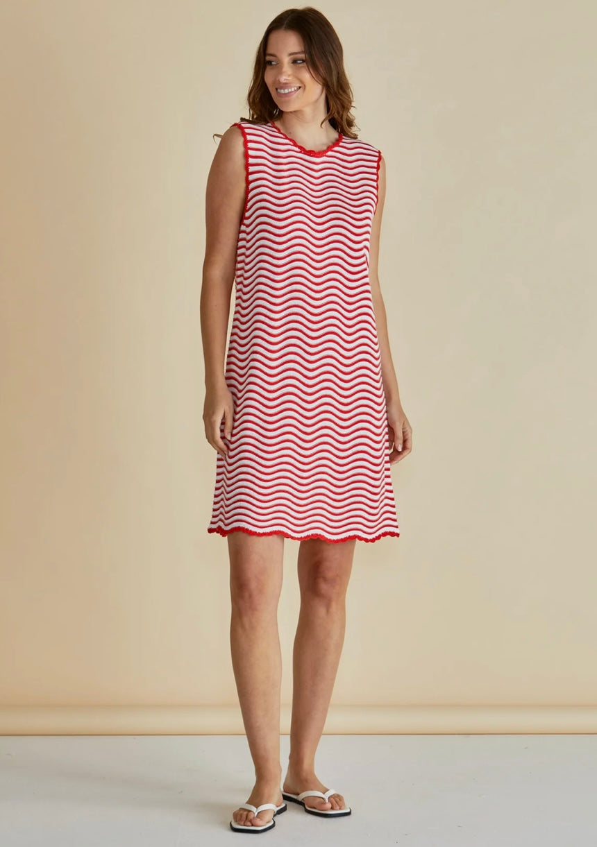 Viola Tank Dress - Red/White Stripe