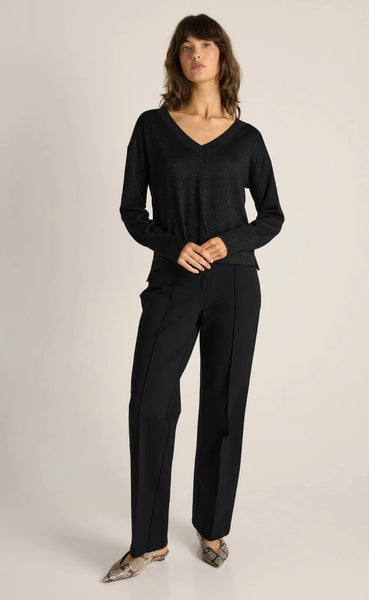 Oriane Sparkle V-Neck Knit - Black