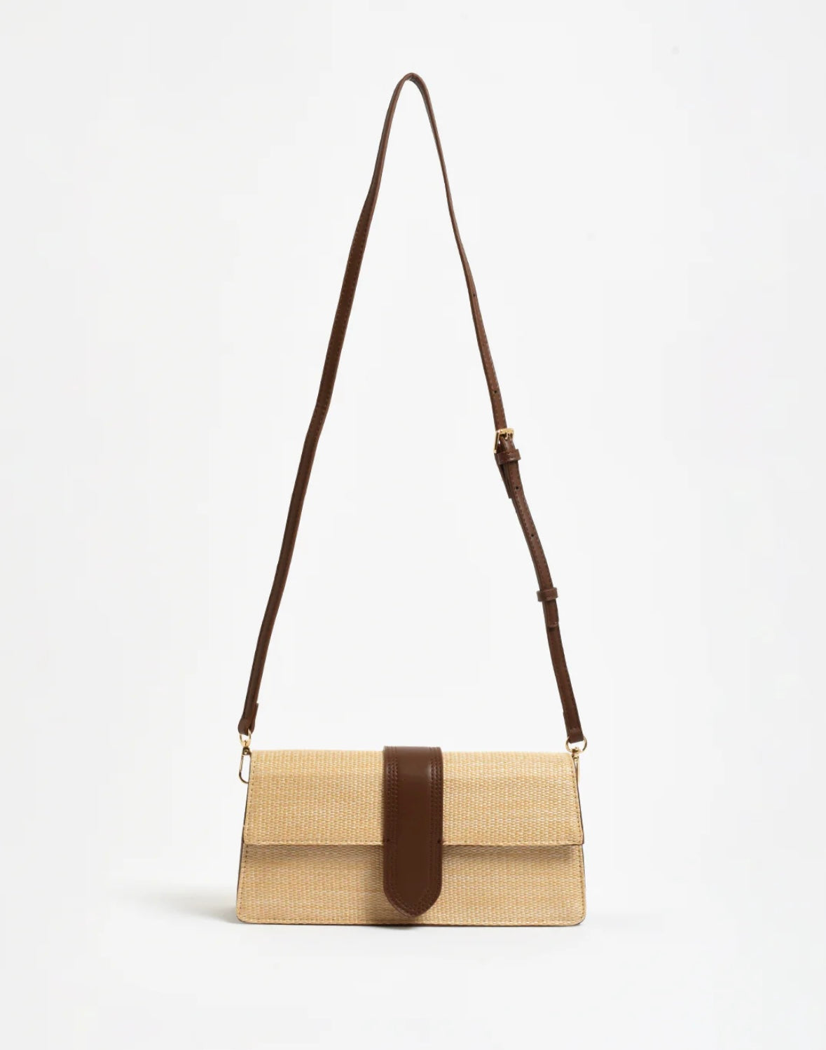 Woven Fold Over  Bag-Natural